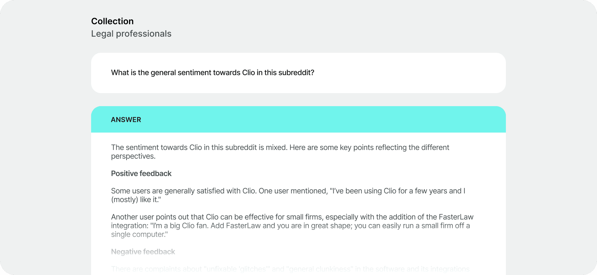 Screenshot of the Ask anything feature